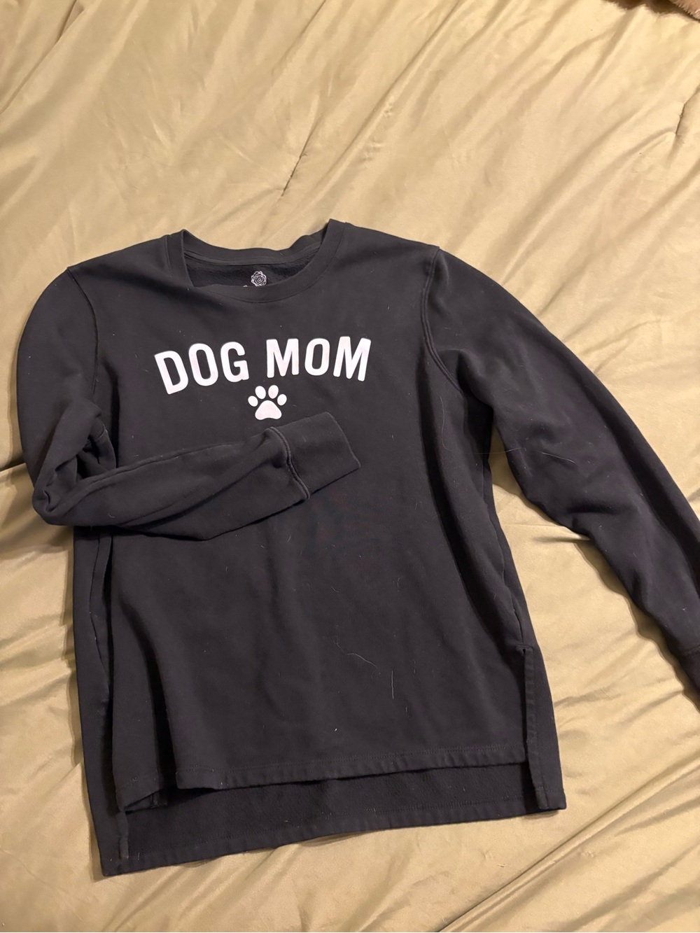 Black "Dog Mom" Crewneck Sweatshirt - Cozy Pet Lover Pullover